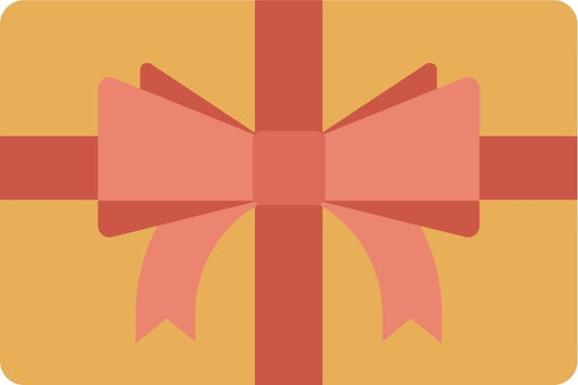 Brightly colored gift card with a large red bow, perfect for giving the gift of choice!